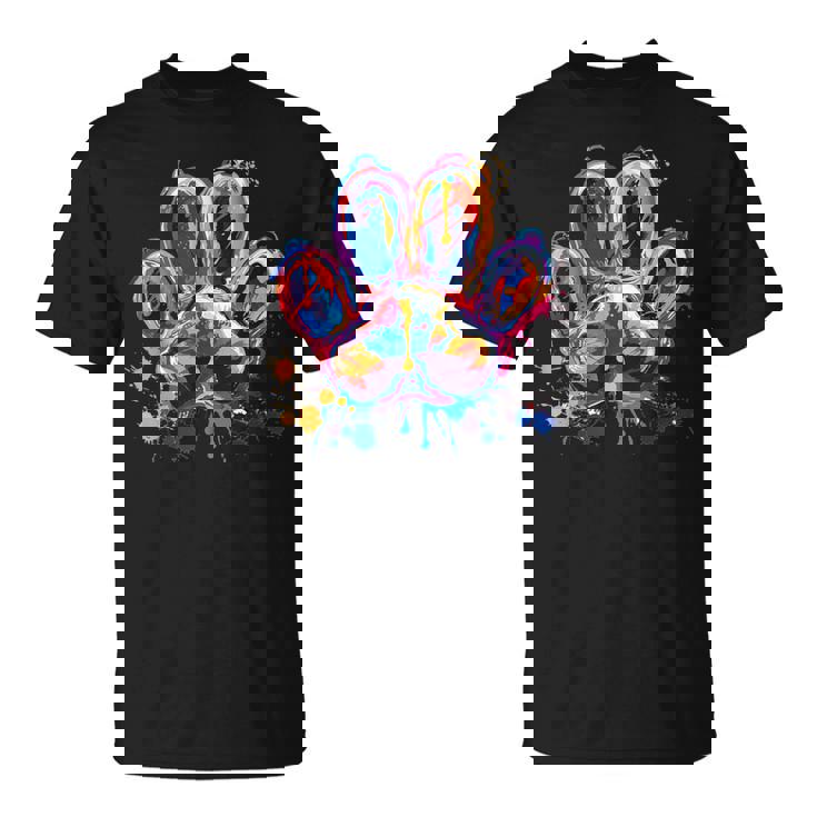 カラフルな動物の犬の足跡 Tシャツ