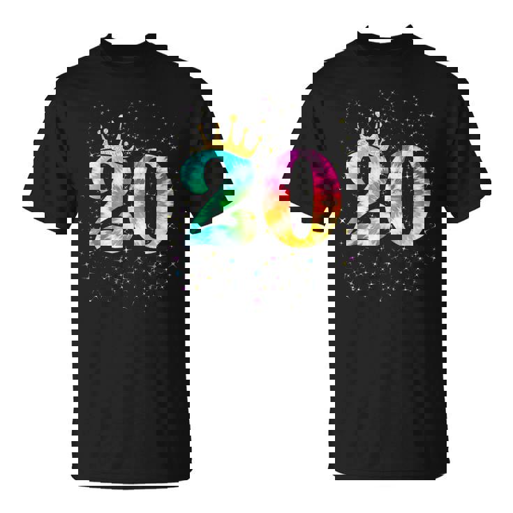 カラフルな絞り染め 20歳の女児 20歳の誕生日 Tシャツ