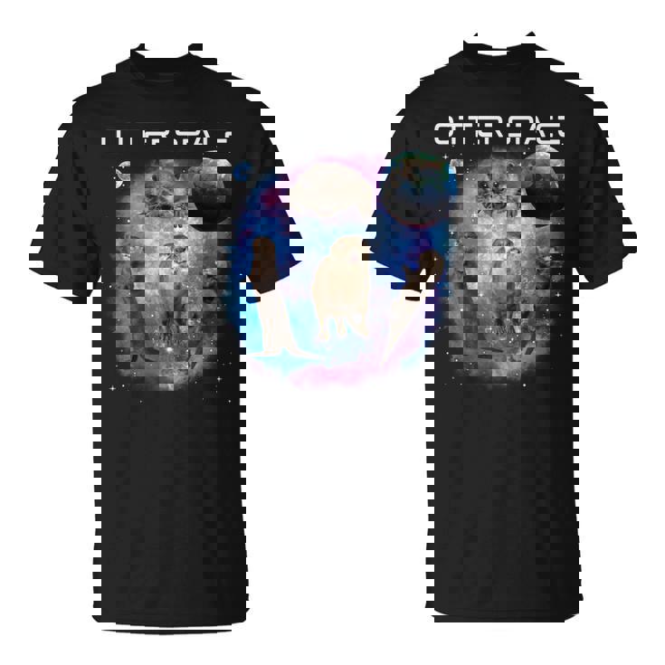 カワウソ宇宙 面白いカワウソ 宇宙カワウソ 長袖tシャツ Tシャツ