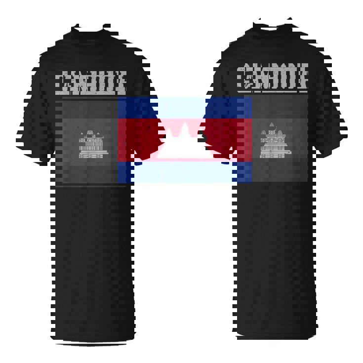 カンボジア-カンボジアの旗ヴィンテージスポーツデザインカンボジア Tシャツ
