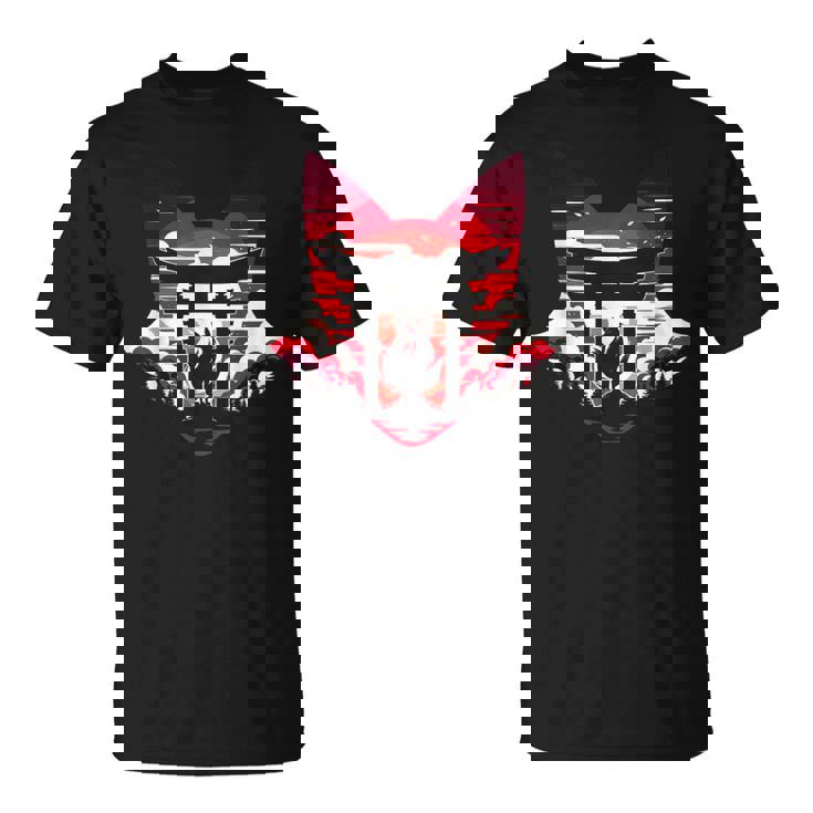 キツネ キツネ 九尾狐シルエット アニメ好き Tシャツ