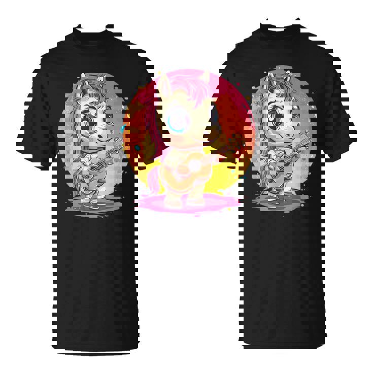 ギターを持った愛らしいポニー Tシャツ