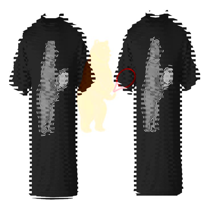 クマ テニス テニスラケット スポーツ Tシャツ