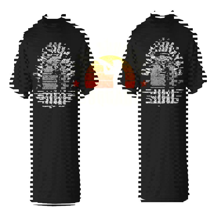 クレー射撃チーム トラップ ピジョン ショットガン からのプル クレー射撃 Tシャツ