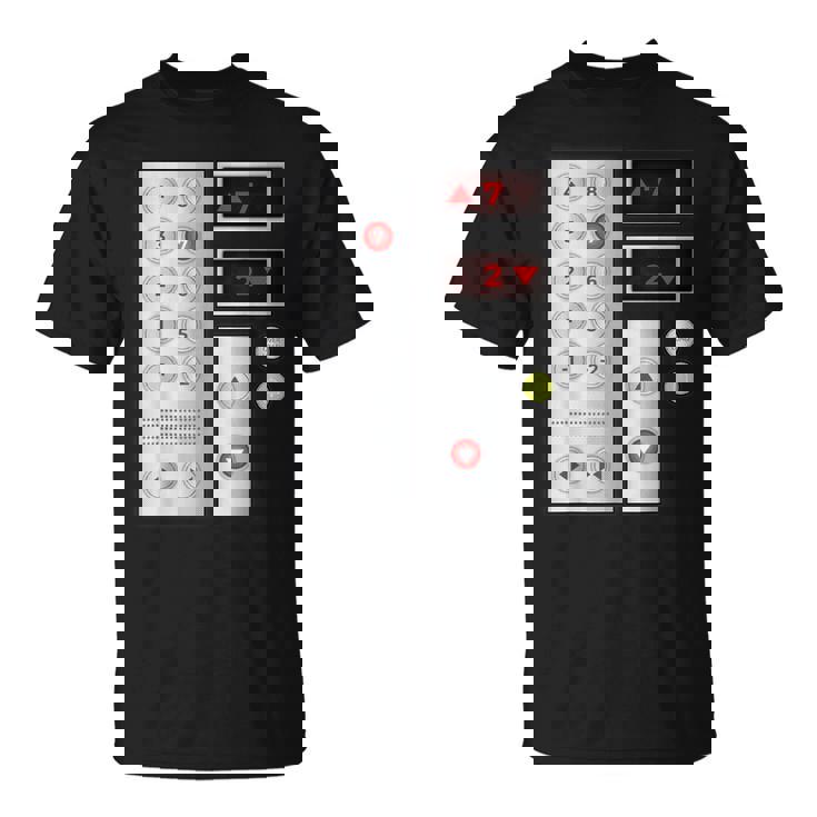 クールなエレベーターボタンアートメンズレディースリフトハロウィンコスチューム Tシャツ