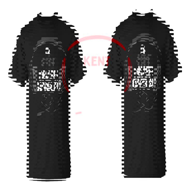 ゲーム用引用句「A Kent Never Gives Up」ヘッドセット パーソナライズ Tシャツ