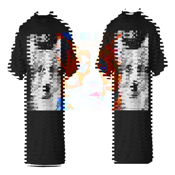 コーギー・ポートレート キュビズム・アート Tシャツ