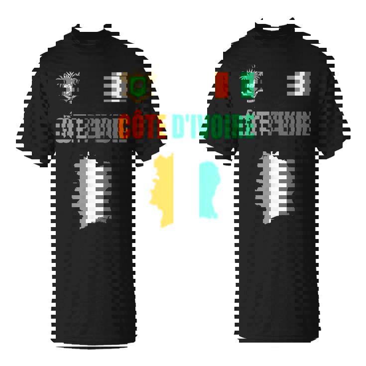 コートジボワール国旗 コートジボワール地図 Tシャツ