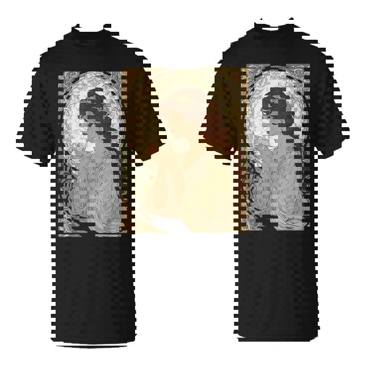 コーヒー好きのミュシャ風のアールヌーボー Tシャツ