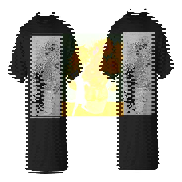 ゴッホ ひまわり 面白い 猫 アート 絵画 Tシャツ