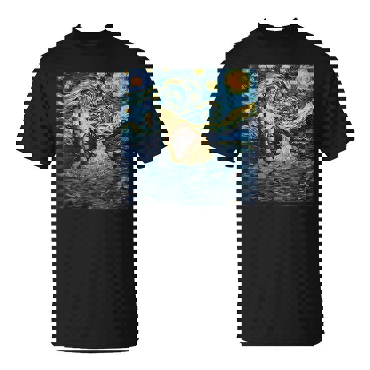 ゴッホ サメ 星月夜 ファニー レディース&メンズ Tシャツ