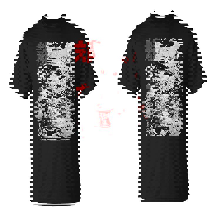 サイバーパンク 宇宙 猫ラーメン 日本のストリートウェア Tシャツ