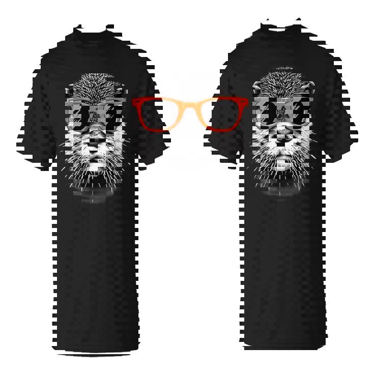 サングラスをかけたクールなカワウソのグラフィックアート 長袖tシャツ Tシャツ