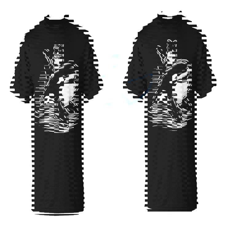 シャチに乗る猫 ファニー Tシャツ