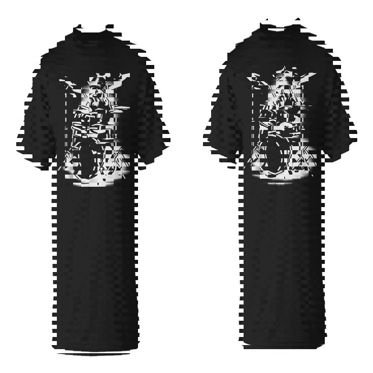 シュナウザー ドラムを弾く ドラマー 犬好き Tシャツ