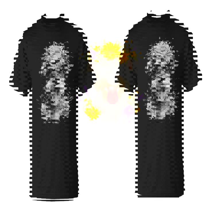 シュナウザー ママ 犬好き 母の日 レトロ 花 Tシャツ