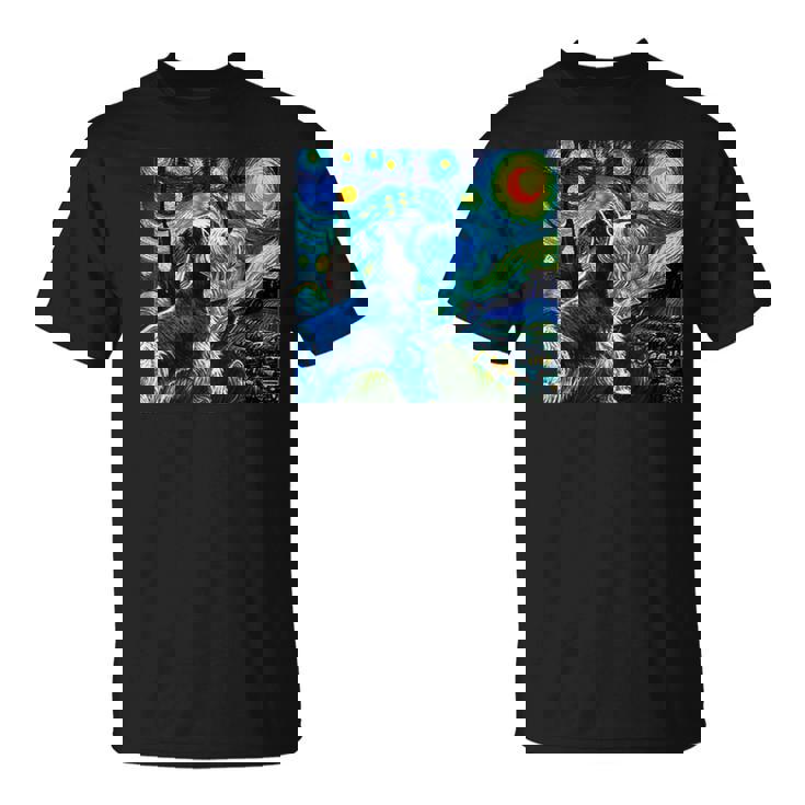 シュナウザー 面白いtシャツ 犬 ゴッホ 星月夜 かわいい メンズ 子供 おもしろ 服 グッズ ネタ Tシャツ