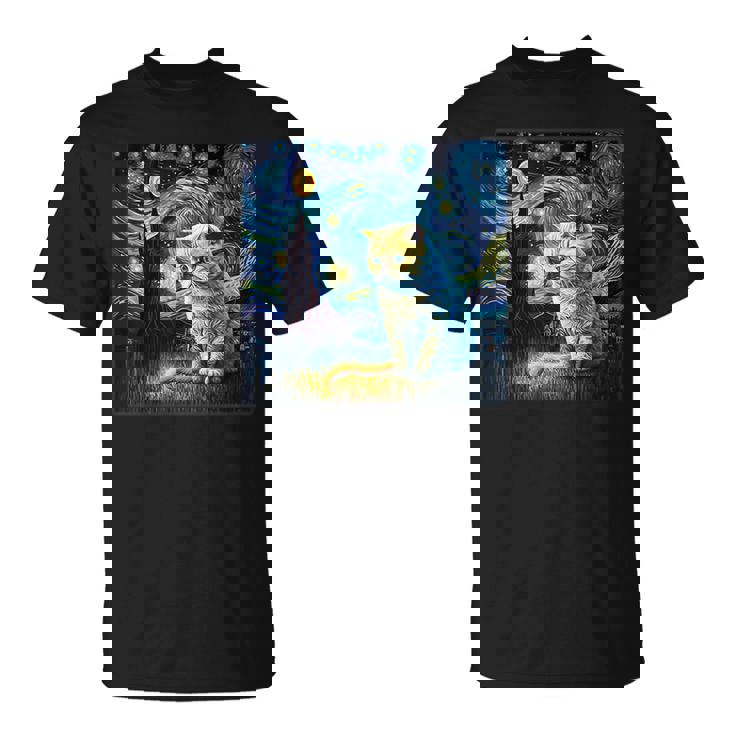 シュールレアリスム 星月夜 エキゾチック ショートヘア 猫 Tシャツ