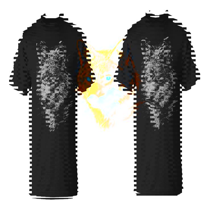 ジャッカル 動物モチーフ 青い目の作品 ジャッカル Tシャツ