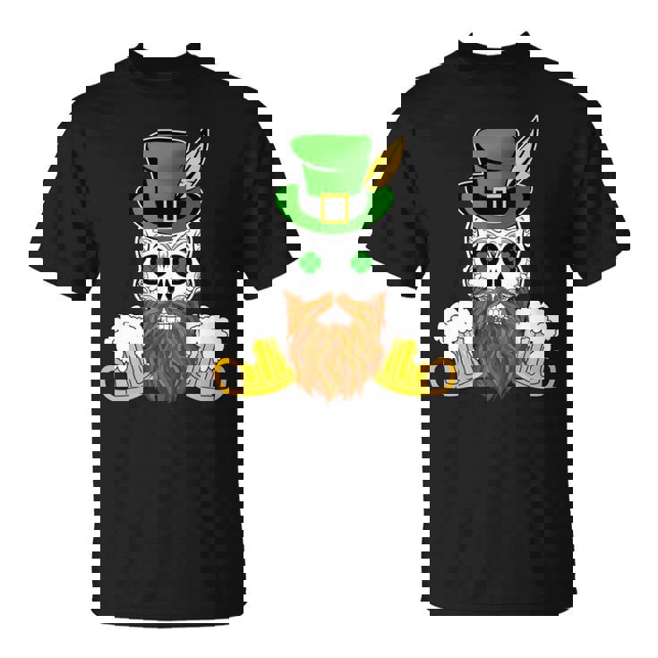 スカル 聖パトリックデー 洋服 ギフト 男性 女性 ビール 長袖tシャツ Tシャツ