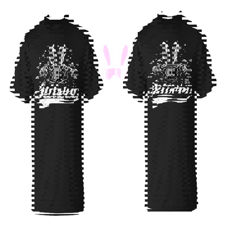 スキーポケット スキー ハザル スキー ゴーグル Apres スキー スキー ウサギ Tシャツ