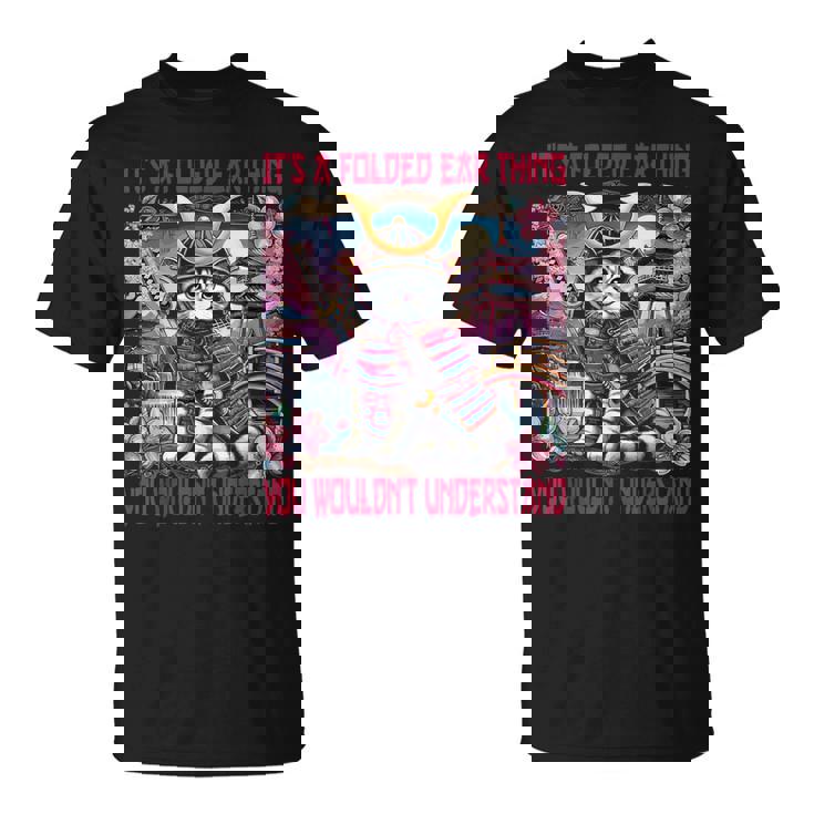 スコティッシュフォールド 耳 折れ 侍風景 Tシャツ