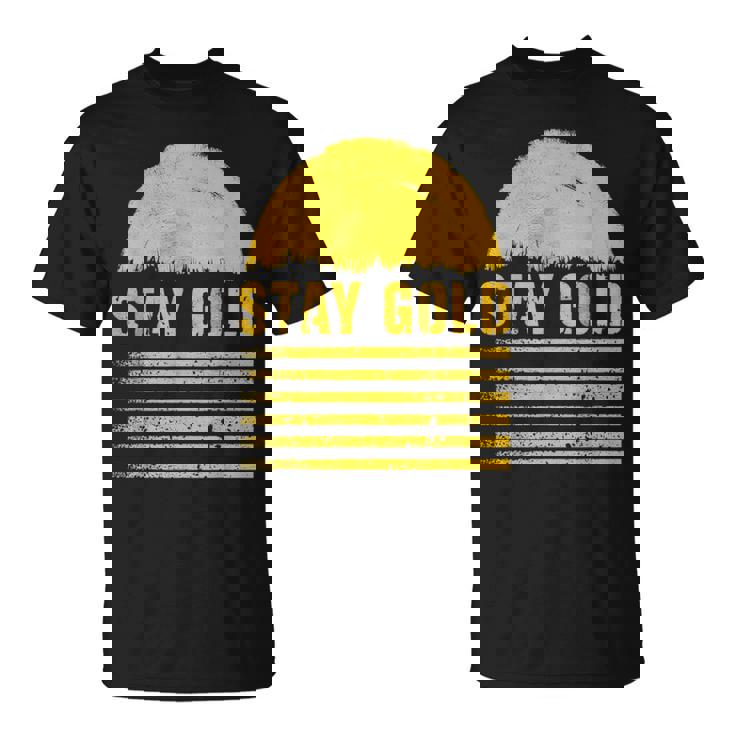 ステイゴールド 太陽 レトロ風 ストライプ 力強さ Tシャツ