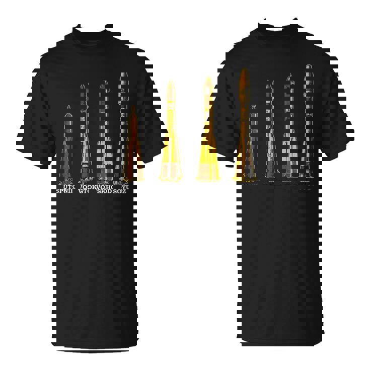 スプートニク ボストーク ヴォスホッド ソユズ ロケット ソ連 宇宙飛行機 Tシャツ