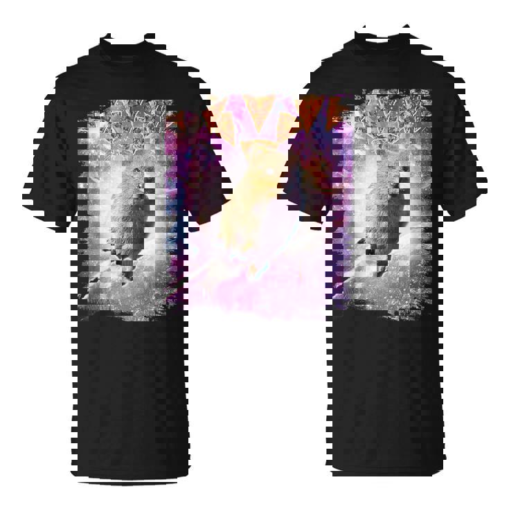 スペースギャラクシーquokka ワラビー ピザ付き Tシャツ