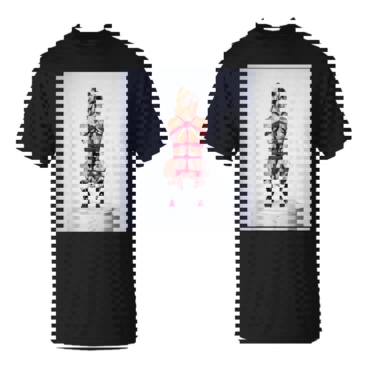 セクシーガールグラフィックtシャツ シバリロープのセクシーなピンナップガール Tシャツ