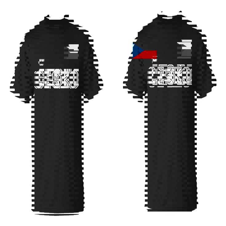 チェコ共和国 胸に Cesko 旗国旗 Tシャツ