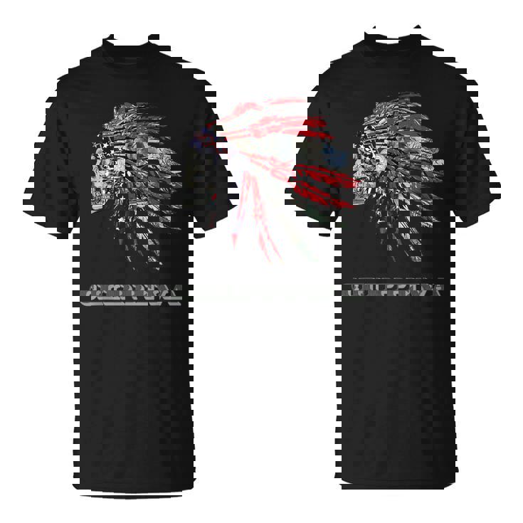 チペワ ネイティブアメリカン インディアン国旗 マネー ヘッドレス Tシャツ