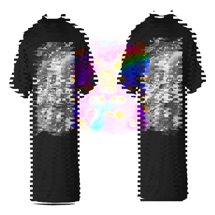 トーストスペース 猫 パンローフキャット レインボーギャラクシー Tシャツ
