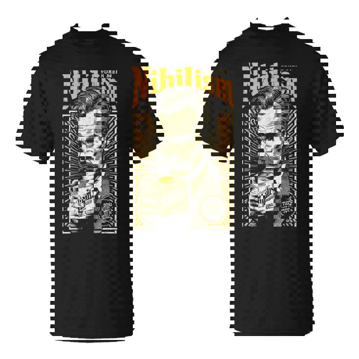 ニヒリズム 男性用 面白い ニーチェ哲学 ビンテージ広告 Tシャツ