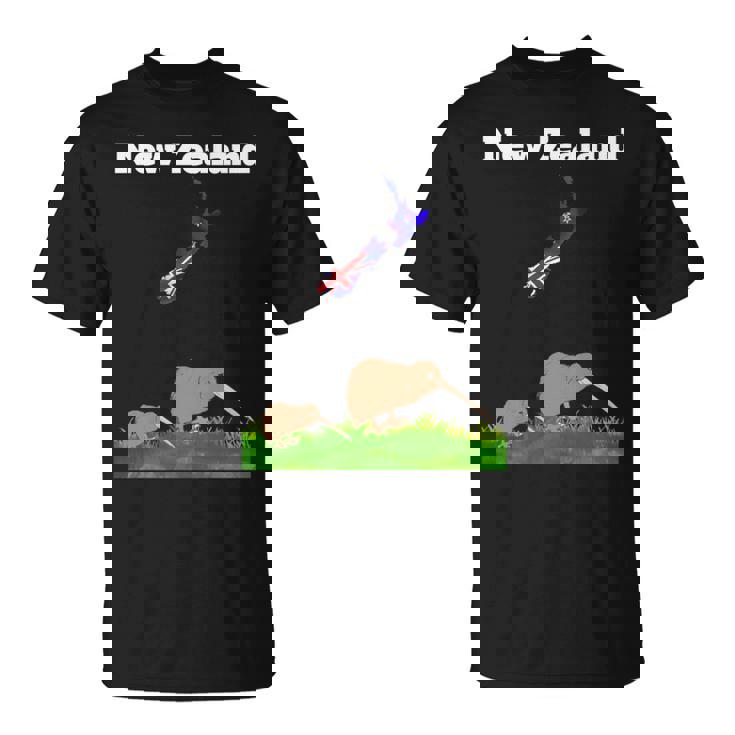 ニュージーランドのお土産キウイバードウォッチングニュージーランド地図 長袖tシャツ Tシャツ