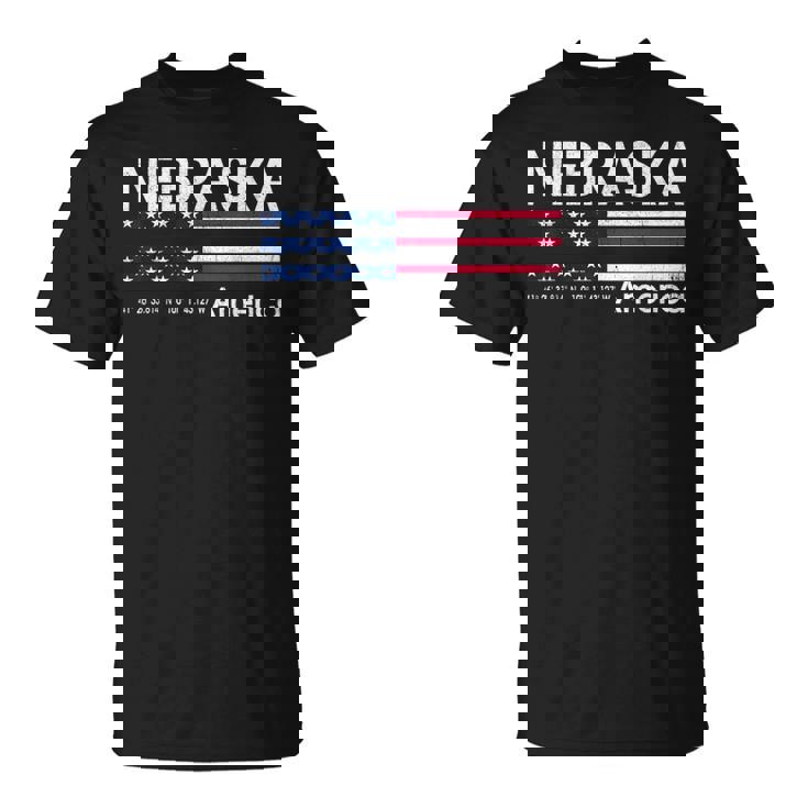 ネブラスカの座標 米国旗 Tシャツ