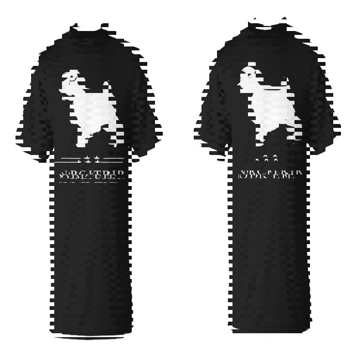 ノーフォークテリア犬の白いシルエット Tシャツ