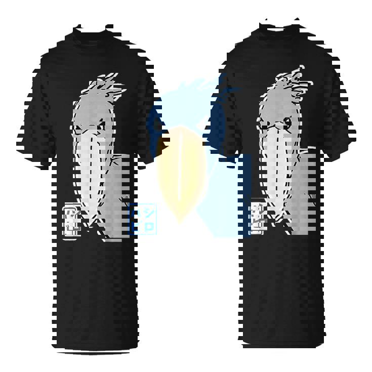 ハシビロコウさん『フル ビッグプリント』青い鳥【どうぶつフレンズ】ゆるくて かわいい 動物園の生き物 イラスト Tシャツ