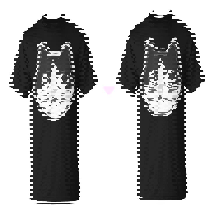 ハチワレ《ふぇいす》ねこ 猫【どうぶつフレンズ】シンプル 顔 ゆるくて かわいい 動物 イラスト Tシャツ