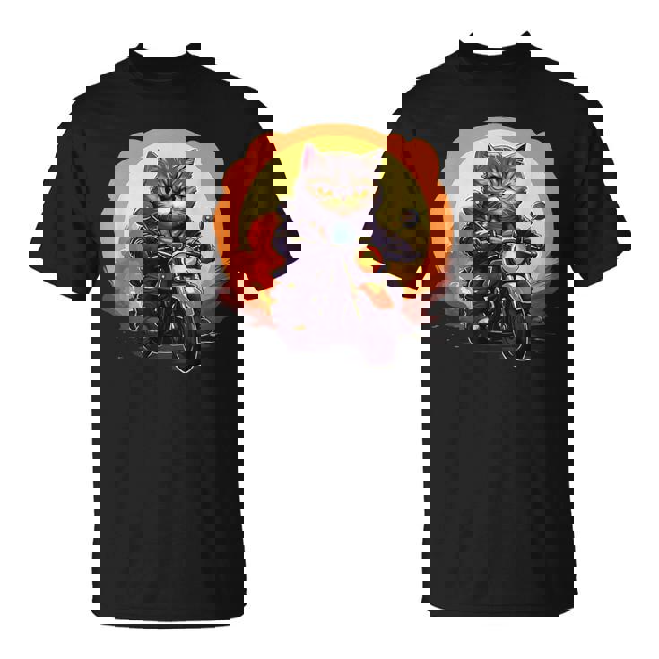 バイカー エキゾチック ショートヘア 猫 乗馬 オートバイ Tシャツ