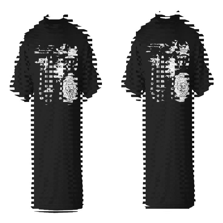 バイキング 戦士装備 剣 兜 斧 角 ヴァルハラ Tシャツ