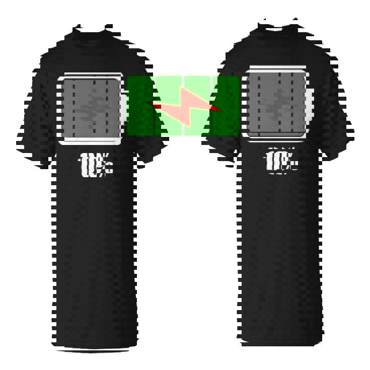 バッテリー100シャツ残量バッテリーフルパワーバッテリーフル。 長袖tシャツ Tシャツ