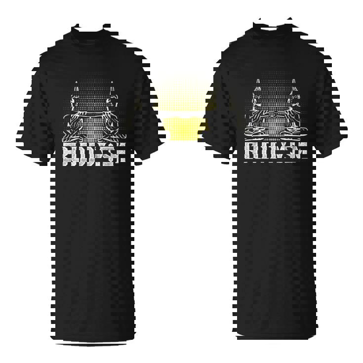 メンズ バディフィストバンプバディズム仏教フレンズハッピーブッダ Tシャツ