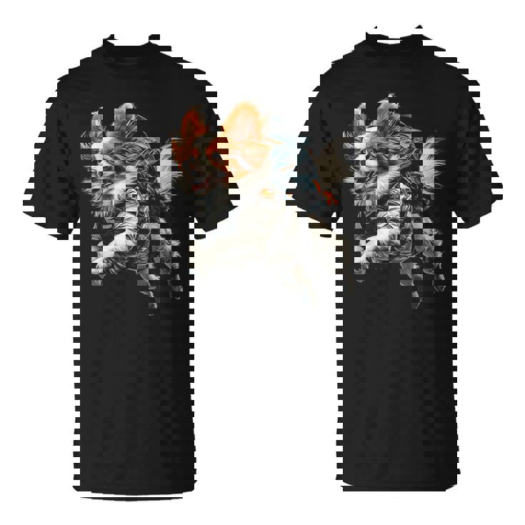 パピヨン 犬 モチーフ ペット イラスト パピヨン Tシャツ