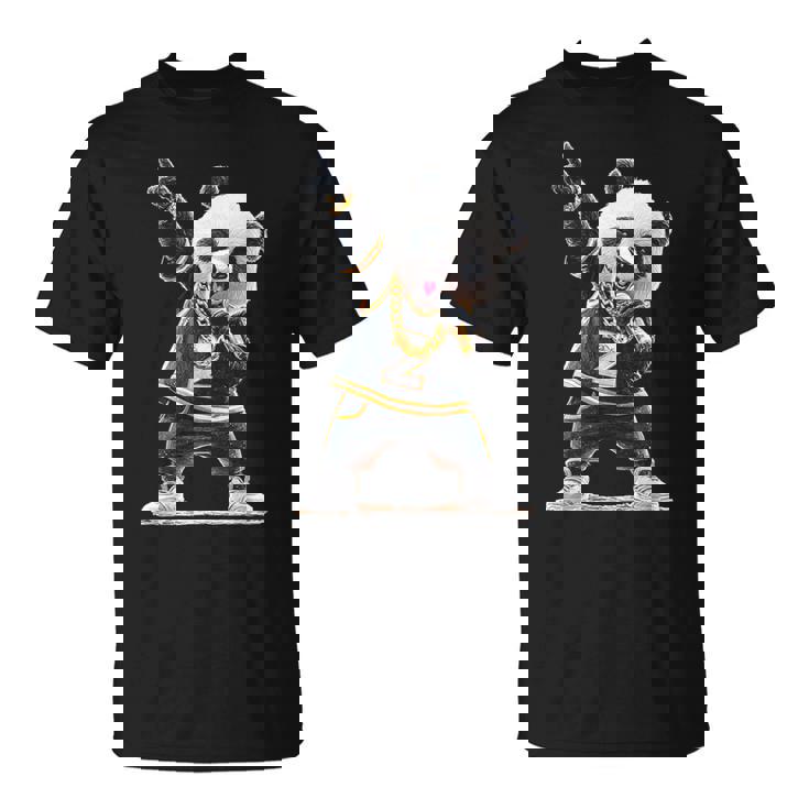 パンダ ホールドマイク 歌う ダンス 動物 グラフィック パンダ Tシャツ