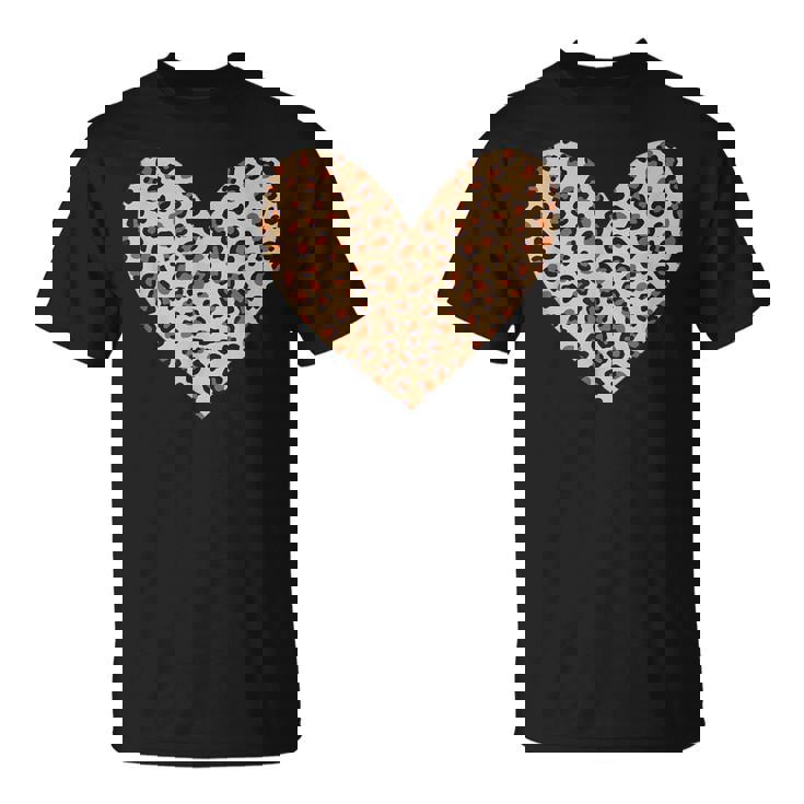 ヒョウ柄のハート／チーター柄のデザイン Tシャツ