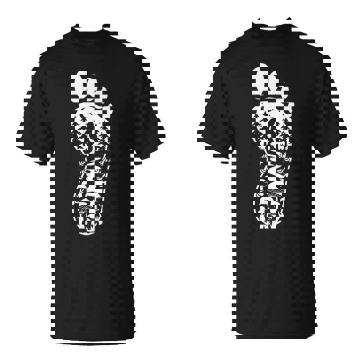 ビッグフット フットプリント 森 自然 キノコ サスカッチ Tシャツ