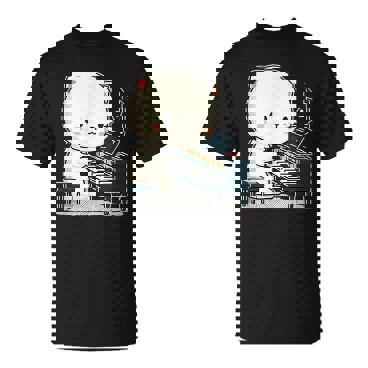 ピアノを弾くかわいい猫 ヴィンテージ かわいい猫 アート 日本アニメ Tシャツ