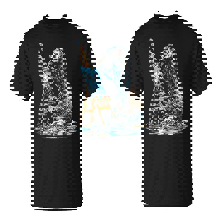 フェレット 自然 絵画 動物 モチーフ アートワーク フェレット Tシャツ