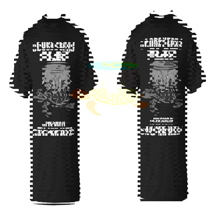 フラットアース理論 象 亀 フラットアース 面白科学 長袖tシャツ Tシャツ